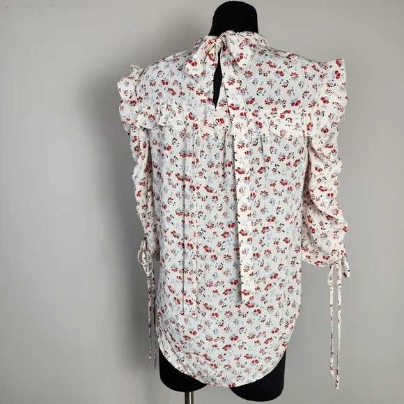VERONICA BEARD Howell Floral-Print Silk Ruffle Top
